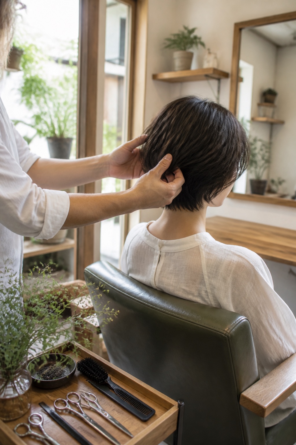 美容室で施術をする様子