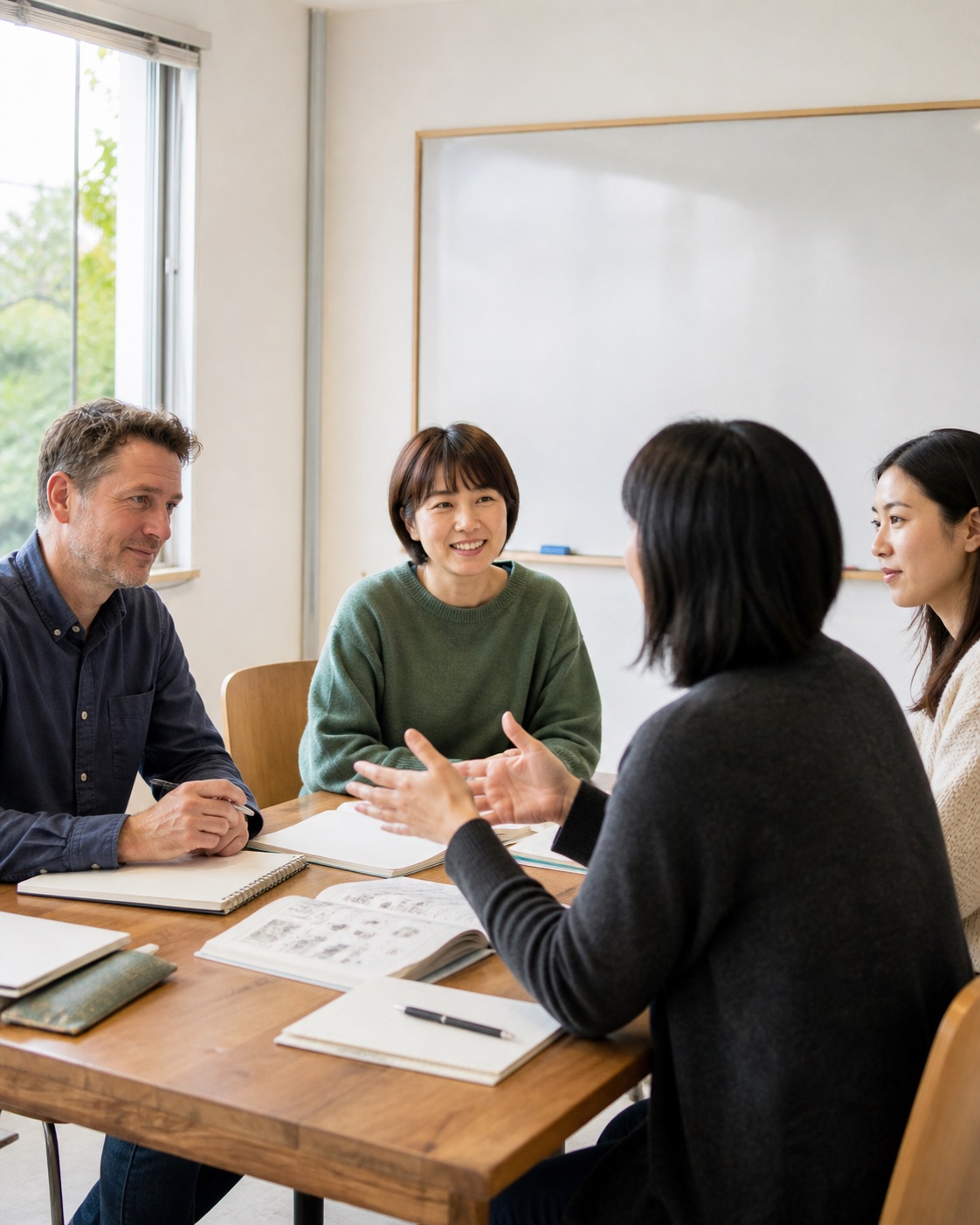 少人数のスクールで学ぶ様子