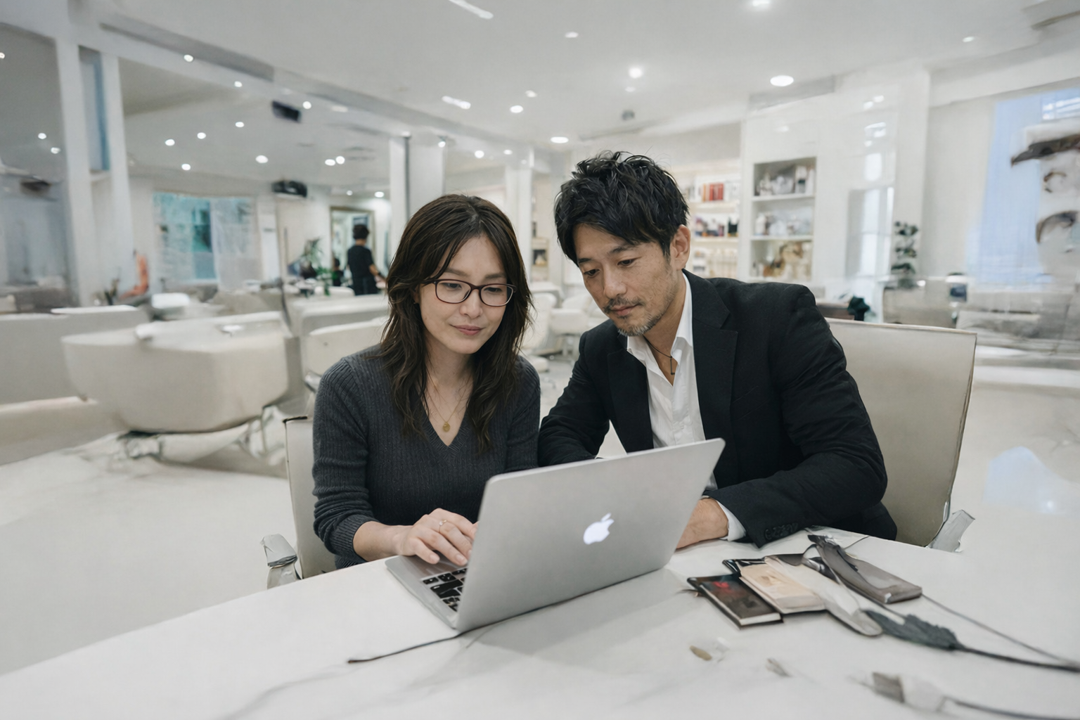 美容院でAIを活用するシーン